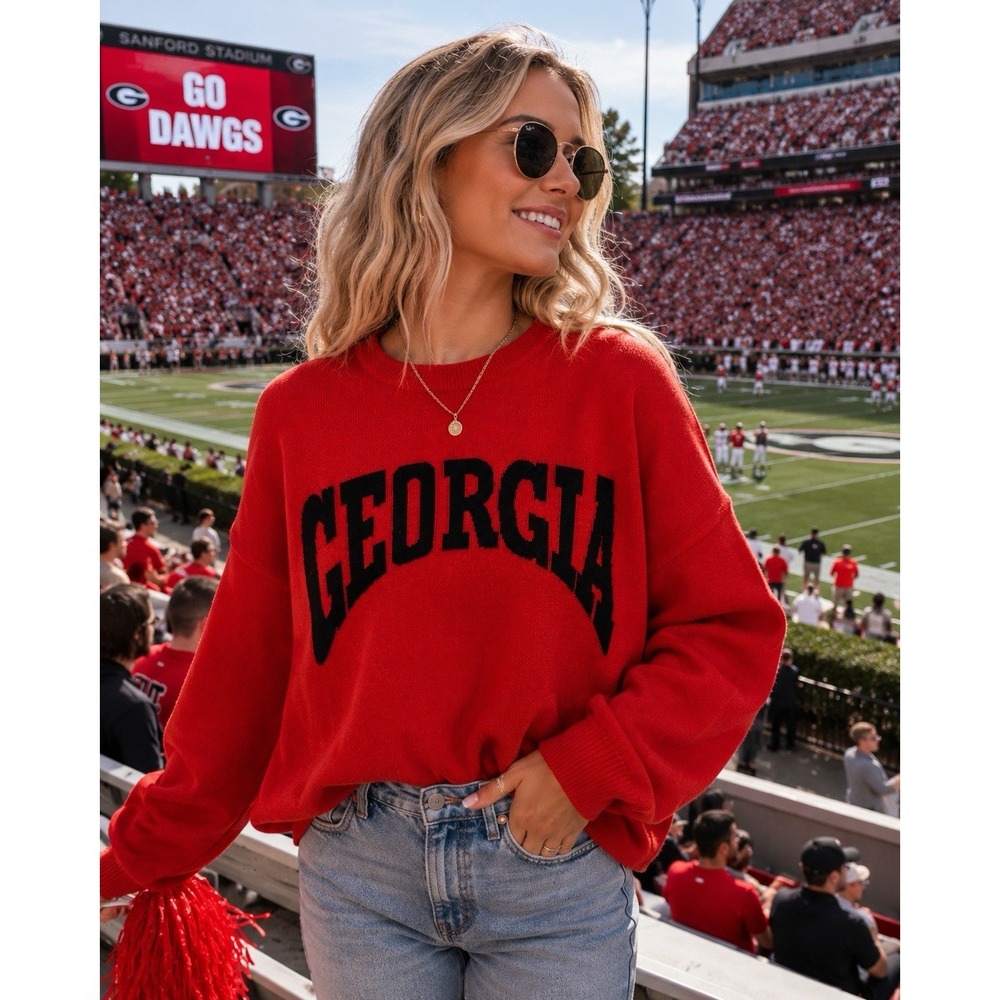 University of Georgia Bulldogs Sweater L Game Day SEC Football Athens Preppy UGA